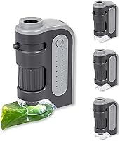 Carson MicroBrite Plus 60x-120x LED Pocket Microscope Set of 4 - Portable Handheld Magnifier for Kids Students Professionals