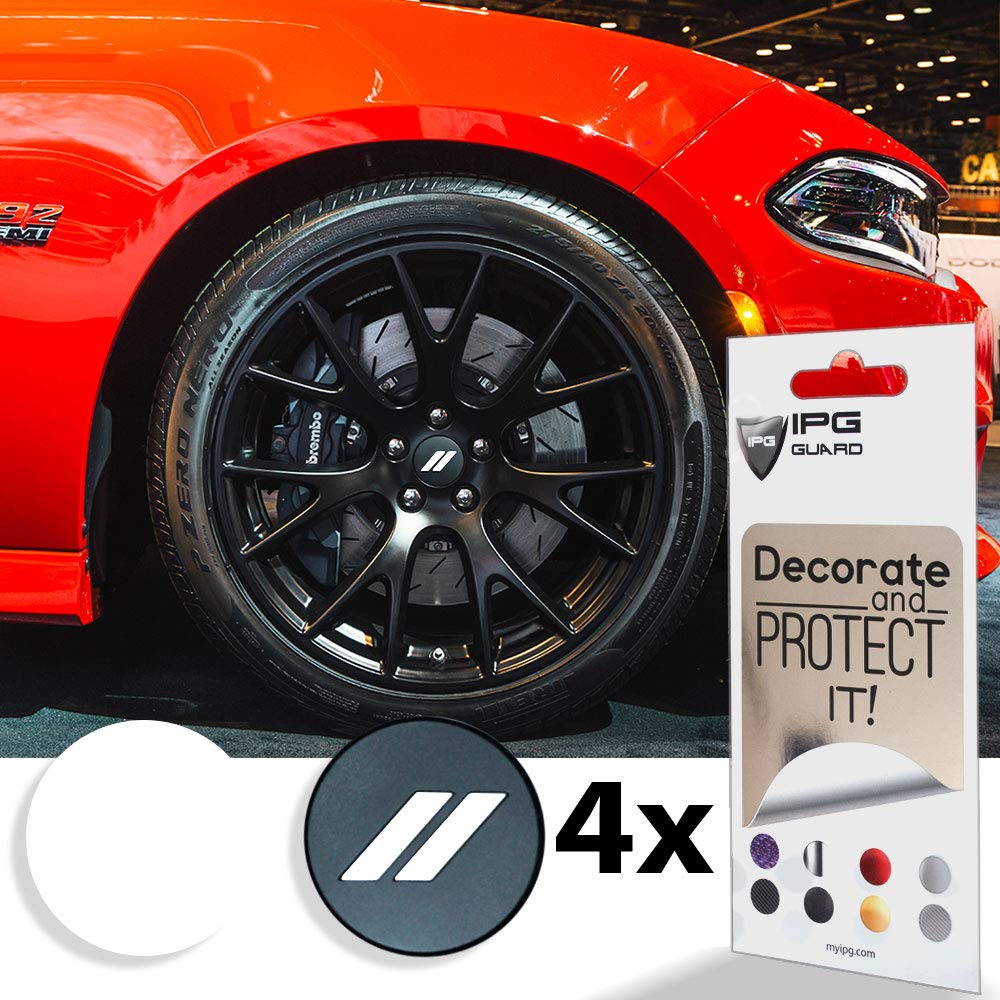 IPG Compatible for Dodge Charger Challenger Durango Wheel Center Cap Decal Sticker Wrap Kit Personalize Your Vehicle (Inner Logo, White)