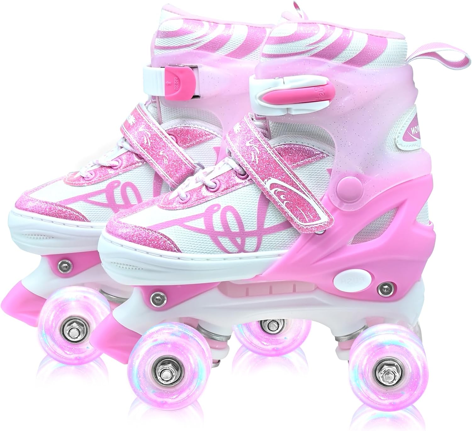 Roller Skates for Kids, Adjustable Quad Skates for Youth Teen Ages 5-8 8-12 12-14 with Light Up Wheels, Children Beginners Rollerskates for Indoor Outdoor Spots