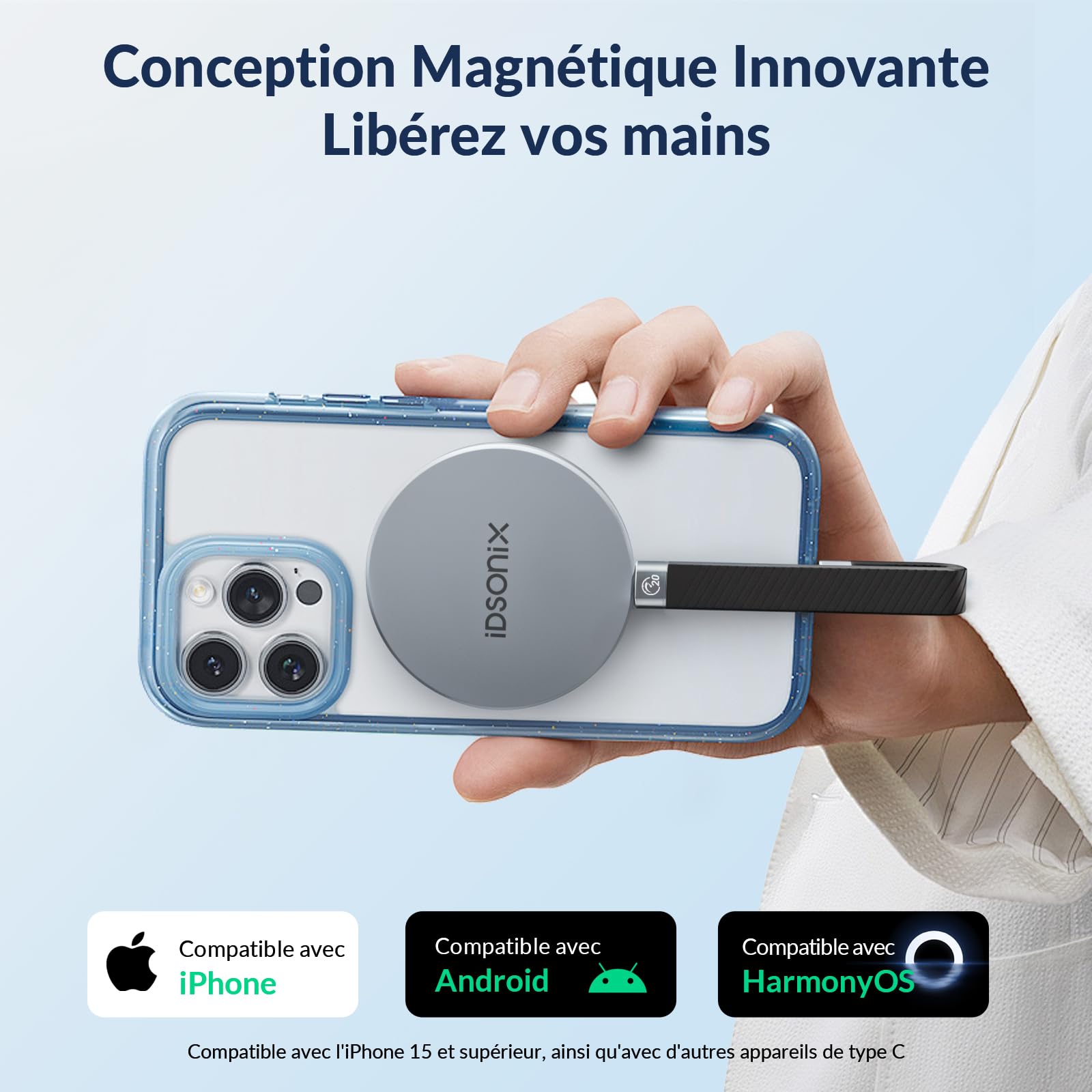 iDsonix SSD Externe 2To, USB 3.2 Gen2x2, jusqu'à 2000Mo/s en Lecture, 1800Mo/s en écriture, Disque Dur Externe Portable Magnétique SSD pour iPhone 15 Series, PS5, Android, Xbox, Mac, PC