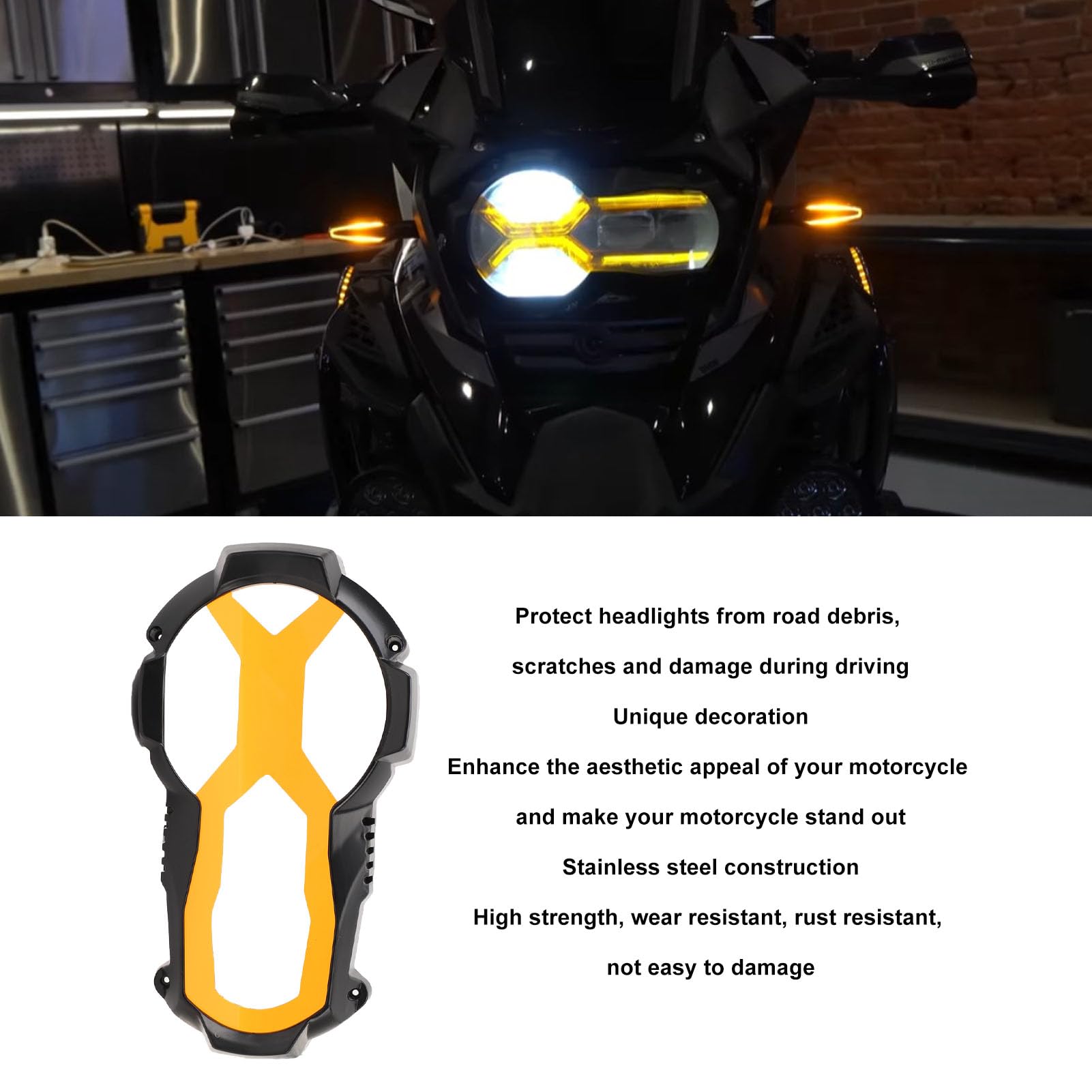 Yctze Cubierta Protectora de Acero Inoxidable para Faros Delanteros de Motocicleta R1200GS R1250GS Ont o Luz o Cubierta para Motocicleta (Lente de lámpara tipo X)