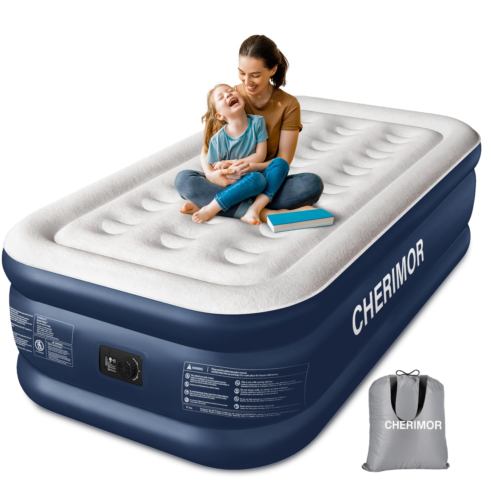 CHILLSUN Opblaasbaar eenpersoonsbed, luchtbed met automatische pomp, 190 x 100 x 46 cm, voor binnen en op de camping, draagbaar en eenvoudig op te bergen CHILLSUN Opblaasbaar eenpersoonsbed, luchtbed met automatische pomp, 190 x 100 x 46 cm, voor binnen en op de camping, draagbaar en eenvoudig op te bergen