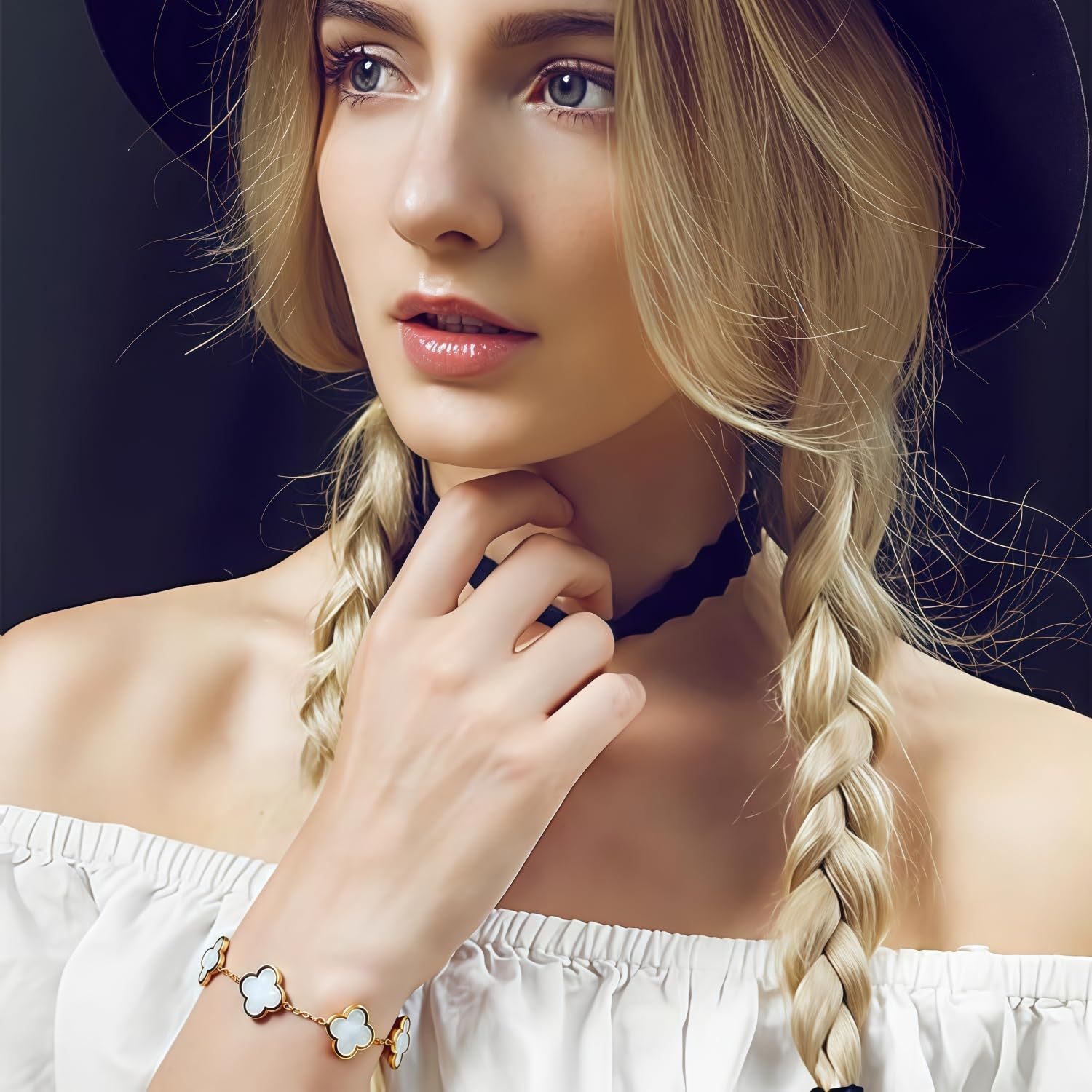 Regalos Originales para Mujer Pulsera Trébol 4 Hojas Acero Inoxidable Regalos Mujer Cumpleaños Dia de la Madre San Valentin Navidad regalo Amiga Madre Hermanas Novia - 4