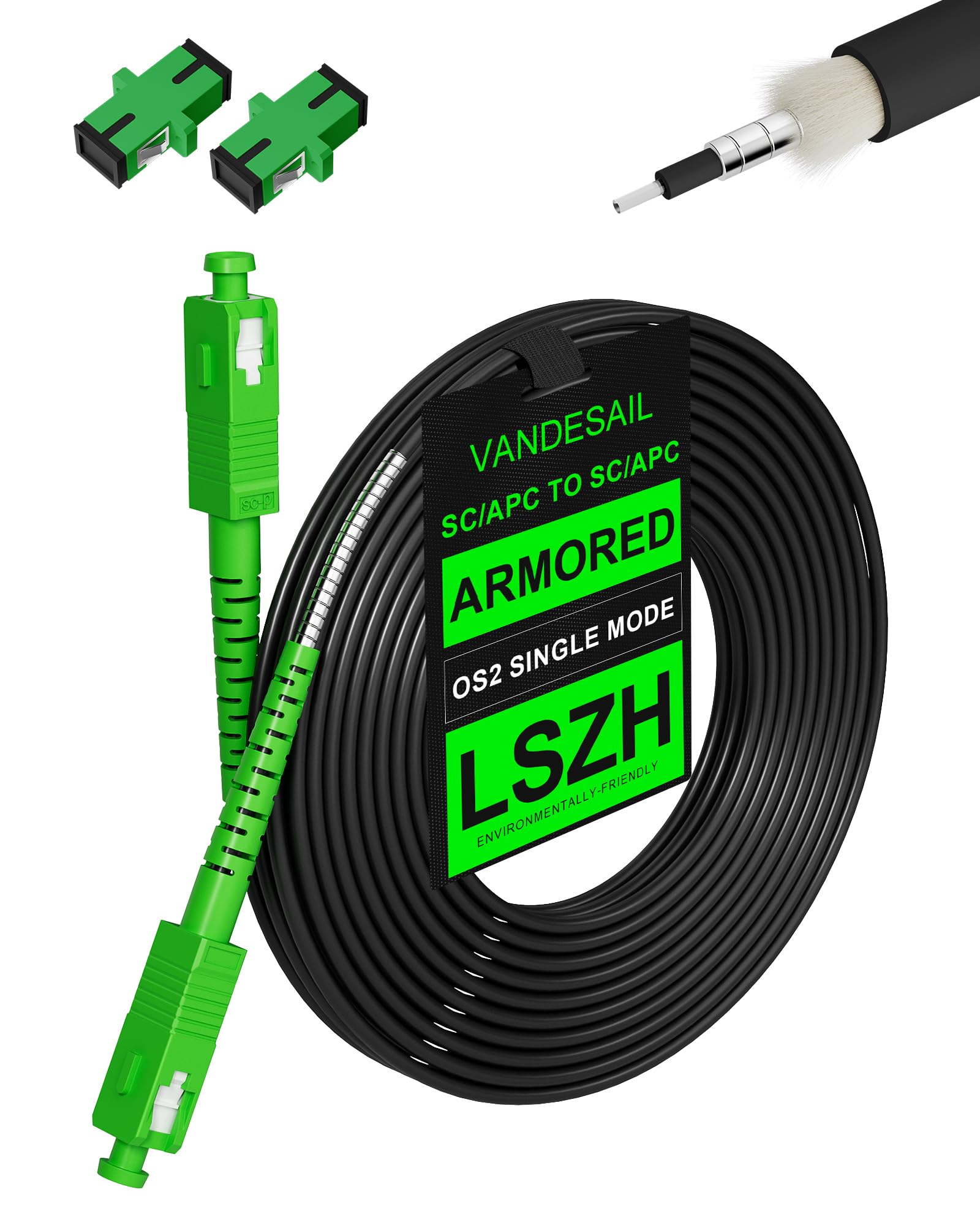 Rallonge de câble Internet en fibre optique SC/APC SC/APC vers SC/APC - Câble de raccordement en fibre blindée SC vers SC - Cordon de raccordement en fibre optique monomode OS2 SIMPLEX SMF,