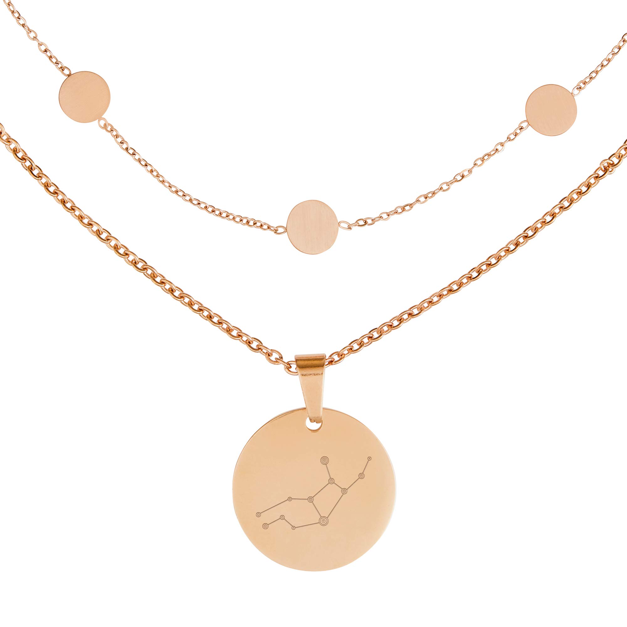 Gravado Ketten mit Coin Anhängern und Sternbild Gravur - Set Layering - Personalisiert mit Initiale