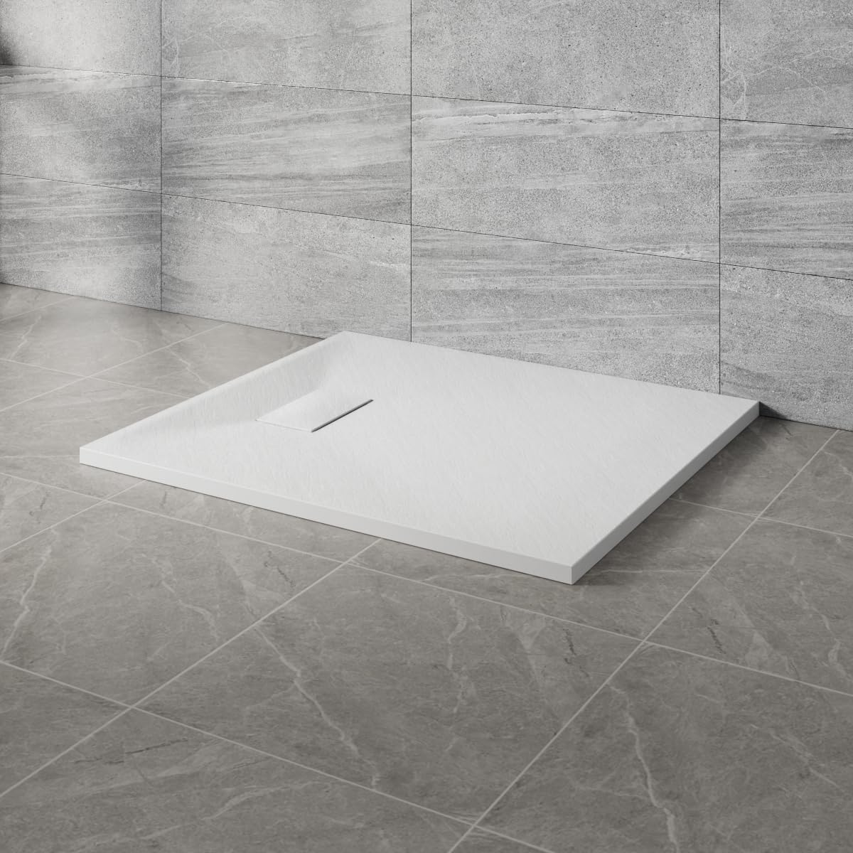NRG 1000x800mm SMC Rectangle Shower Tray White with Fast Flow Waste for Bathroom Enclosures