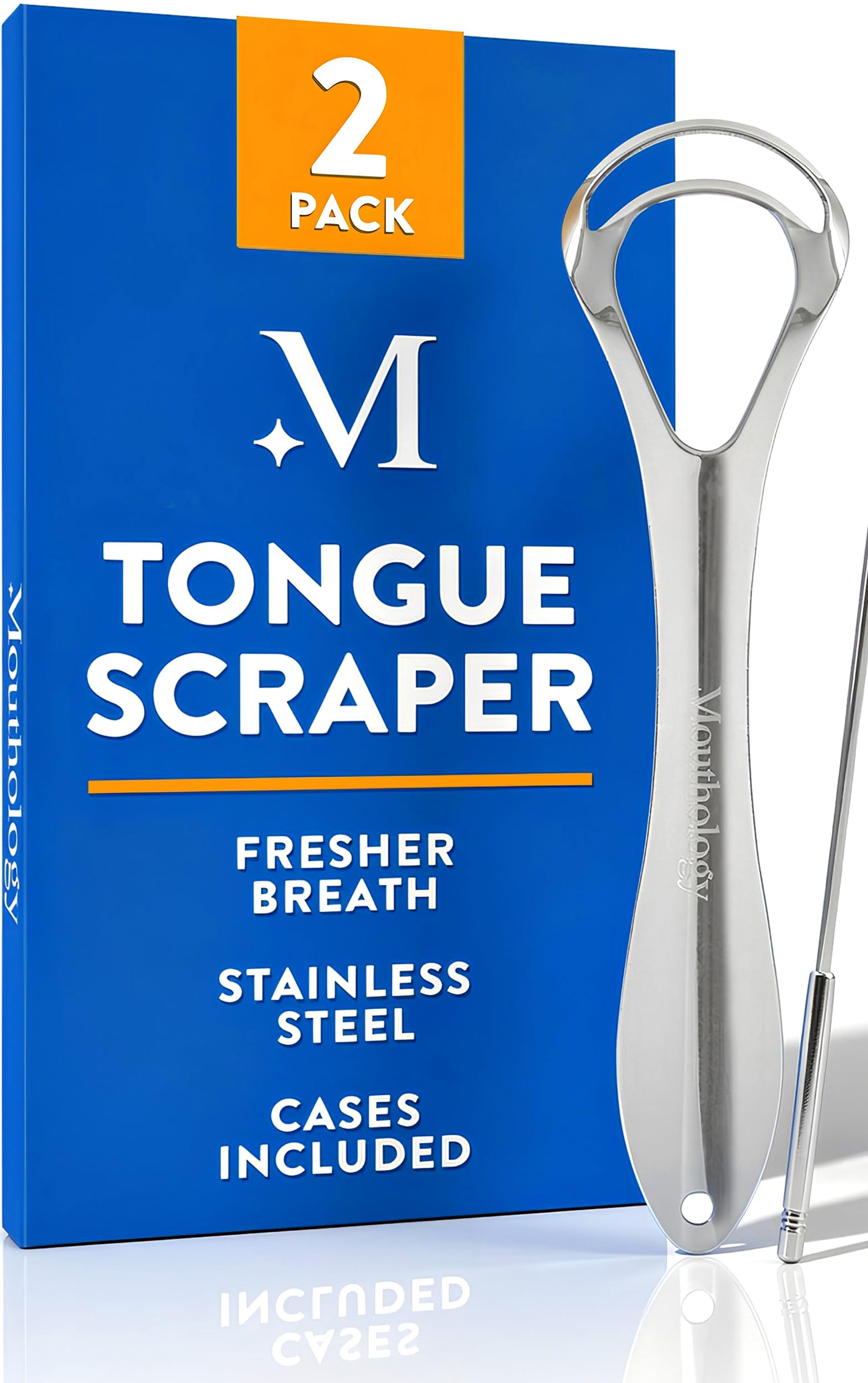 Mouthology Metal Tongue Scraper, Reduce Bad Breath in Seconds, Stainless Steel Tongue Cleaners for Adults, Metal Tounge Scrubber, Tongue Scraper Cleaner for Fresh Breath Tongue Brush (One Pack)