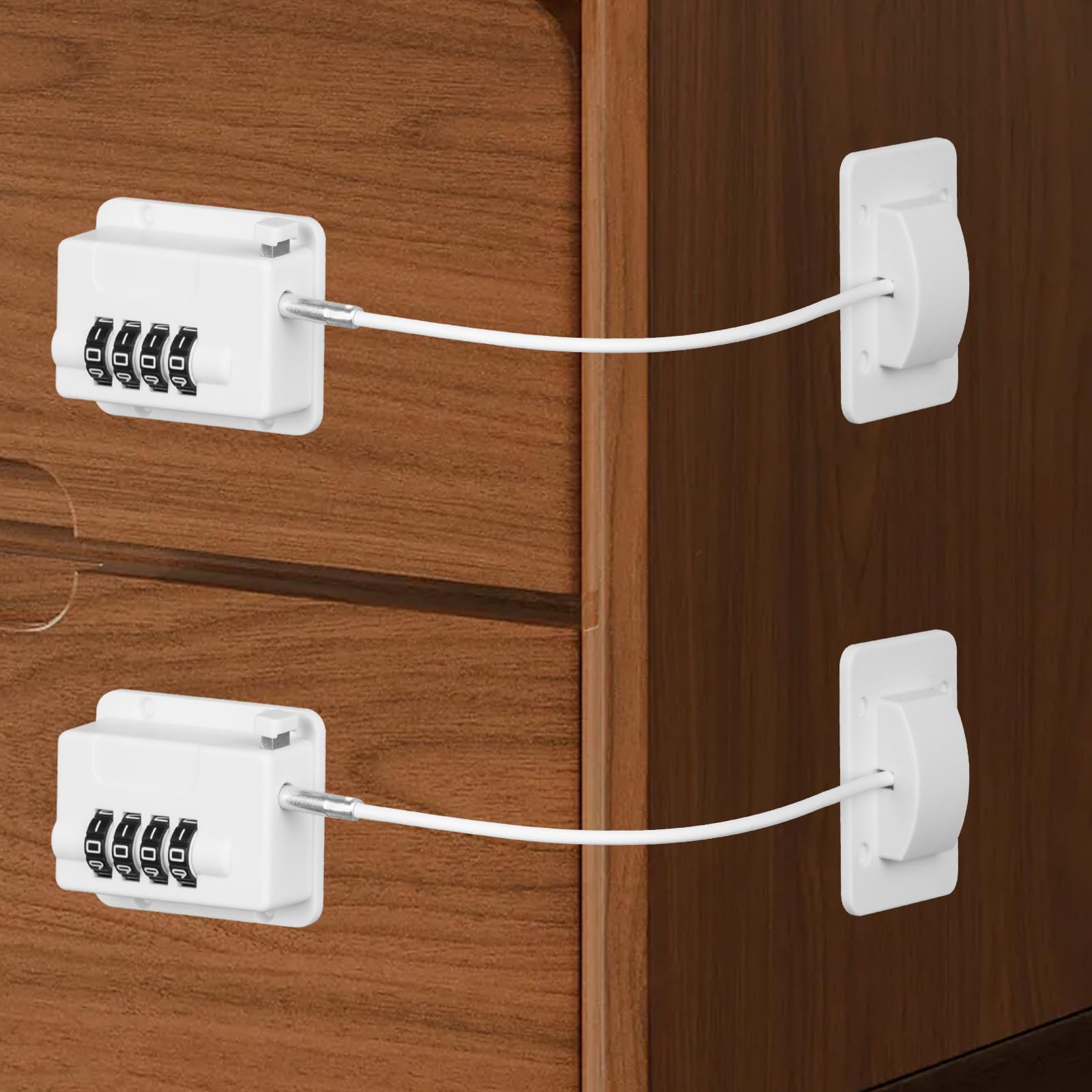 AYESY Kühlschrank Schloss, 2 Stück Kindersicherung Schrank mit Passwort, Schrank Fenster Öffnungsbegrenzer Ohne Bohren, Schrankschloss für Tür Gefrierschrank Schublade Schränke Fenster (Weiß)