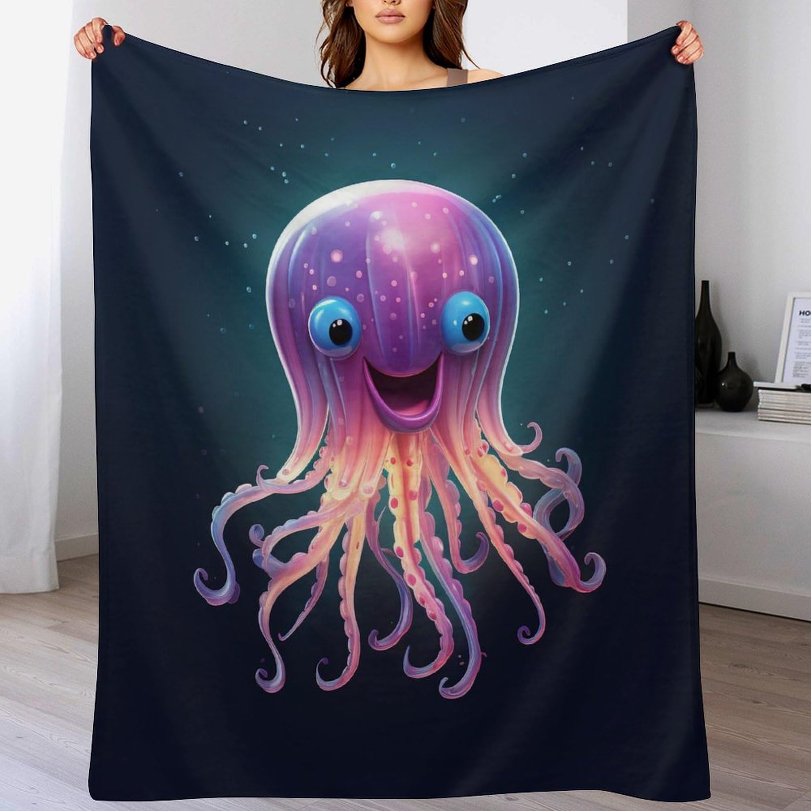 Couverture polaire pieuvre en flanelle chaude pour canapé et lit de taille 180x200cm