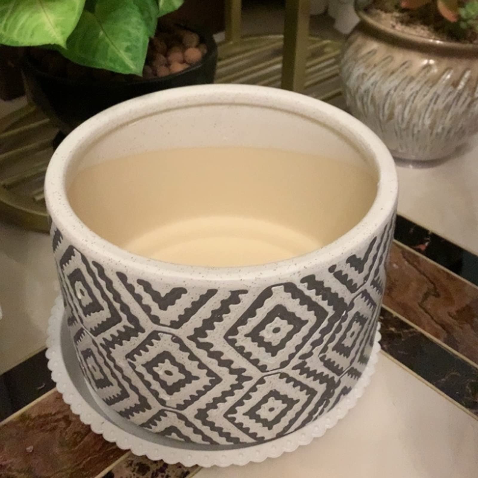 Vasi da Giardino Fioriera in Ceramica con Motivo Geometrico, Vaso da Fiori per fioriera Rotondo da 7/9/11 Pollici con Foro di drenaggio per Interni ed Esterni