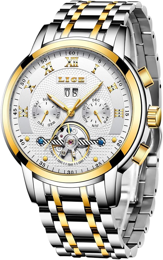 LIGE Herenhorloges Automatisch Mechanisch Horloge Roestvrij Stalen  Waterdichte Jurk Polshorloge : Amazon.nl: Kleding, schoenen \u0026 sieraden