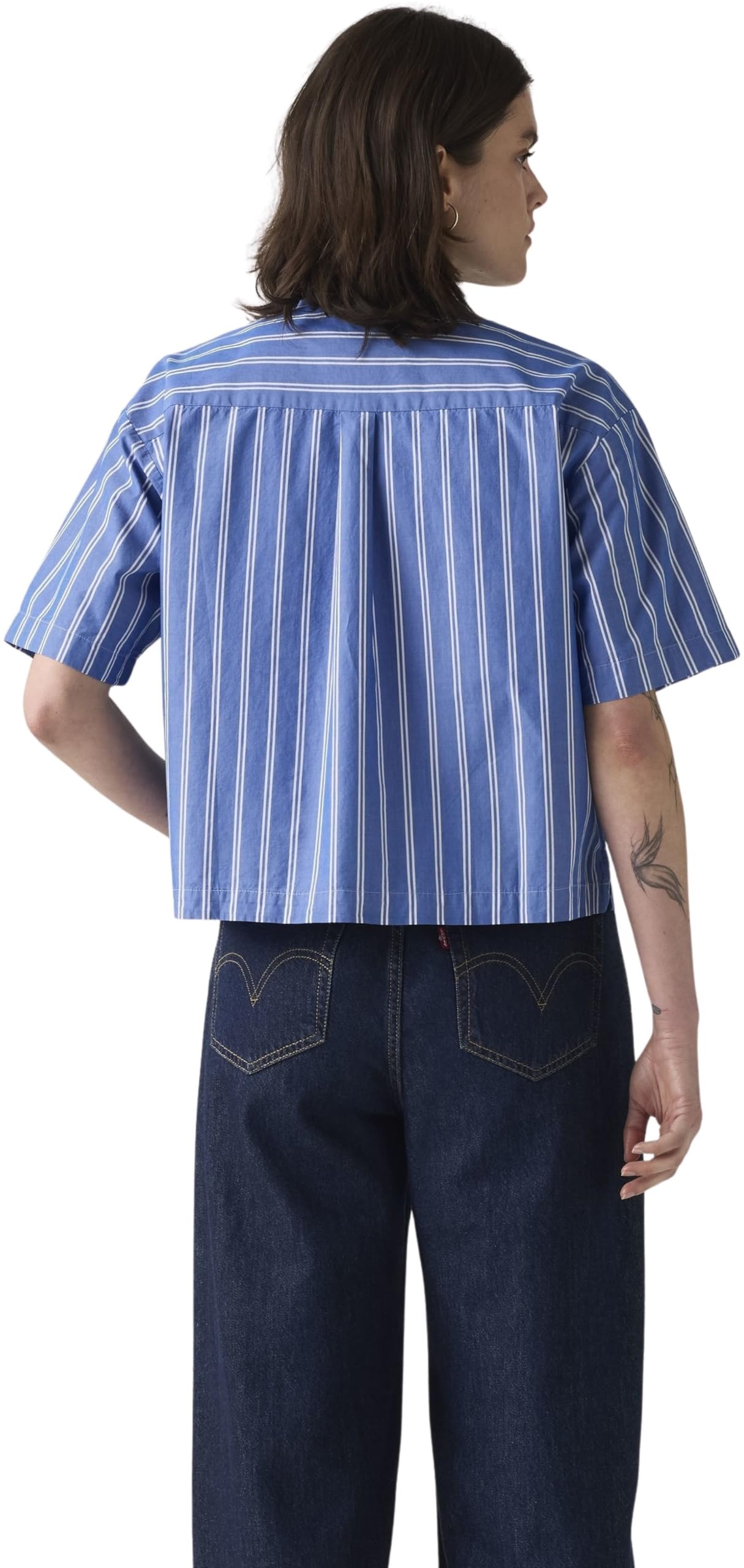 Levi's Donna Camicia a Maniche Corte Harlie Cropped con Colletto a Punta, Relaxed Fit