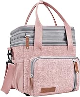 Vista 11 de MOV COMPRA Lonchera para mujeres y hombres, lonchera de doble cubierta, bolsas de almuerzo grandes expandibles, lonchera a prueba de fugas, bolsa
