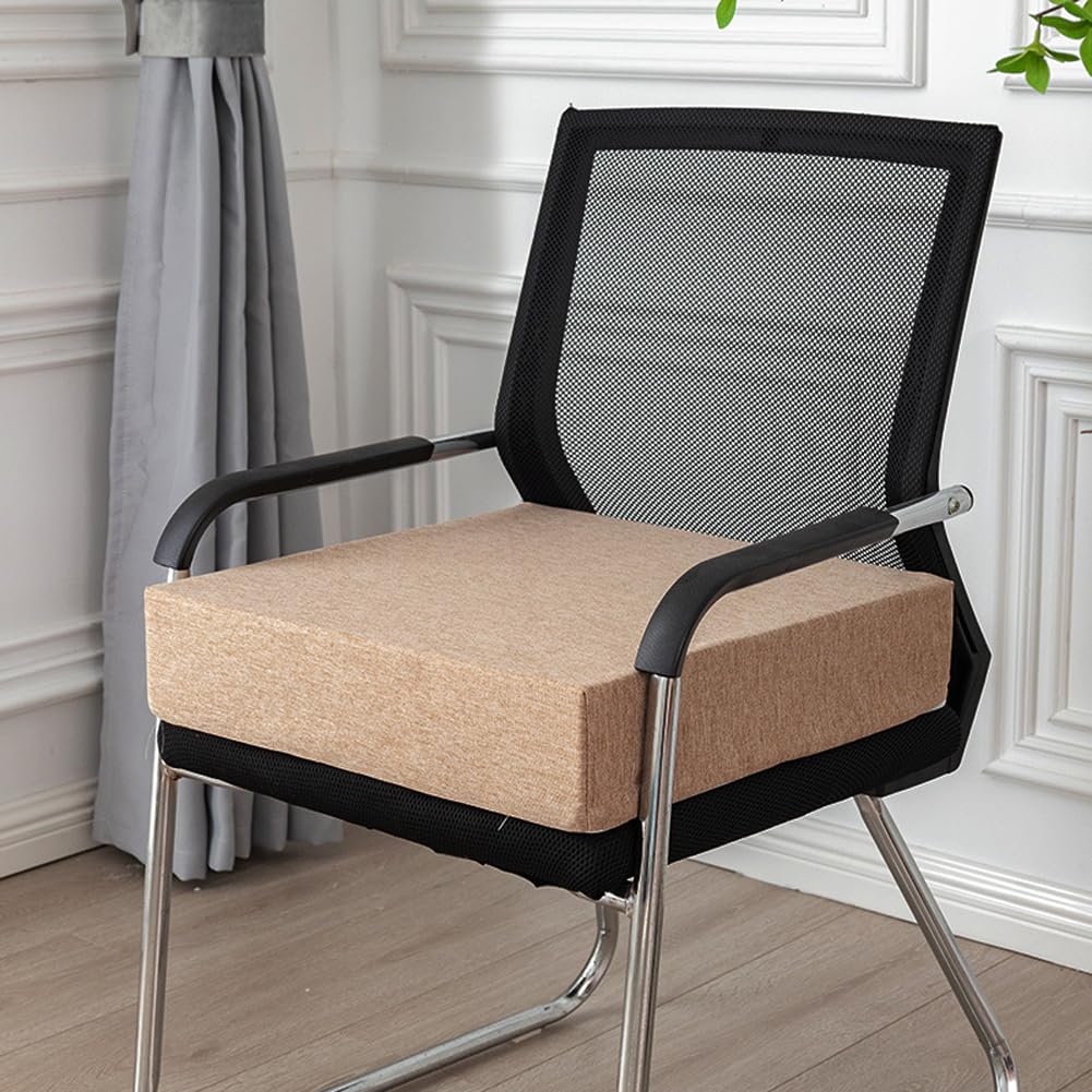 YOUGANG Extra Thick Chair Seat Cushion Pad,Square 40/45/50cm Booster Cushions,Large Armchair Booster Cushion Pads for Dining Indoor Garden,Washable (khaki,50x50x10cm)