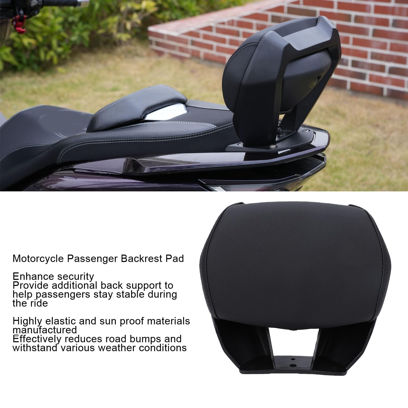 Aramox Cojín del Respaldo del Pasajero de la Motocicleta Cojín del Asiento Trasero con Soporte Lumbar para ADV160 ADV350 ZONTES 368G 2021-2025 Aleación de Aluminio Impermeable a Prueba