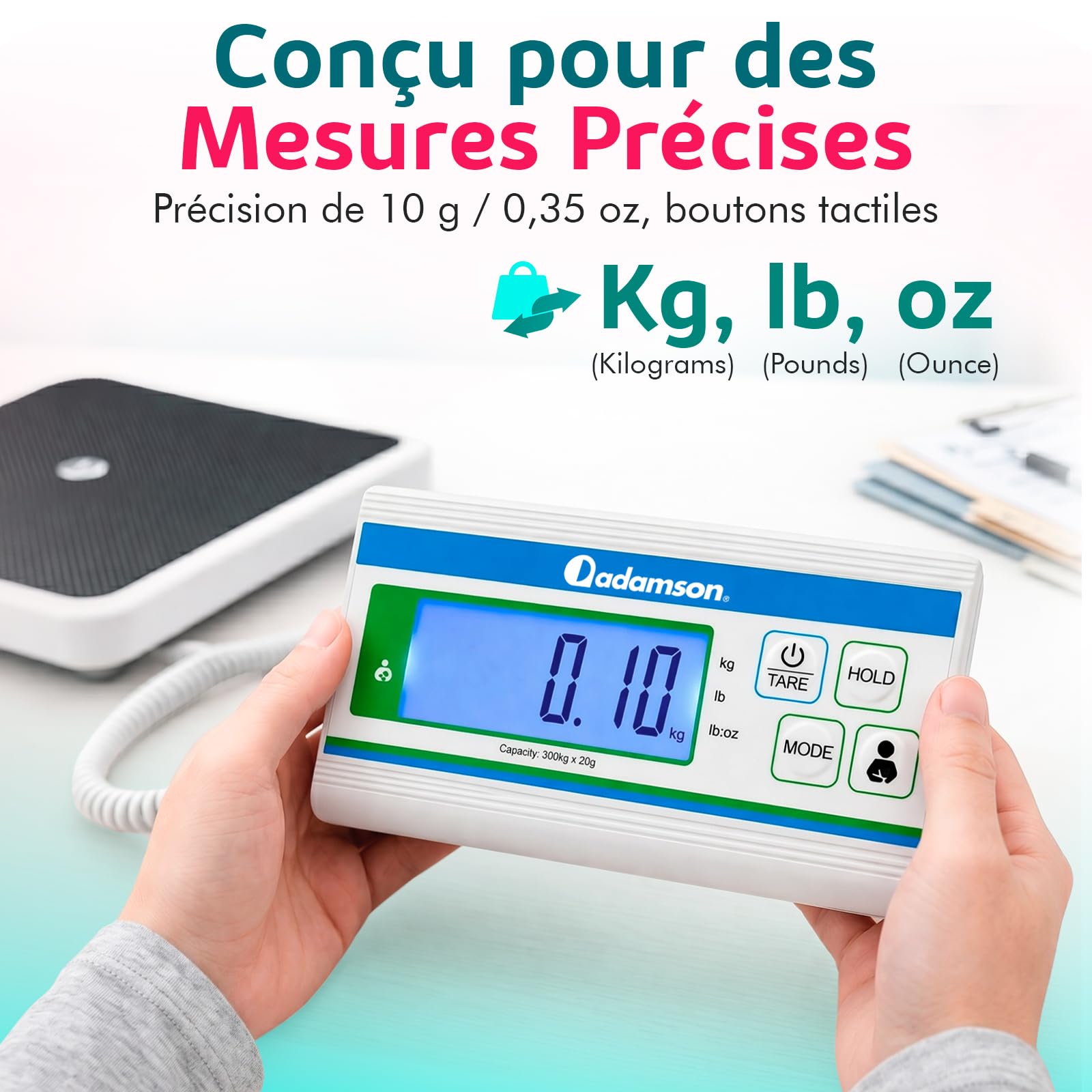 Pèse-Personne Professionnel 300kg - Balance Bariatrique - Précision 10g