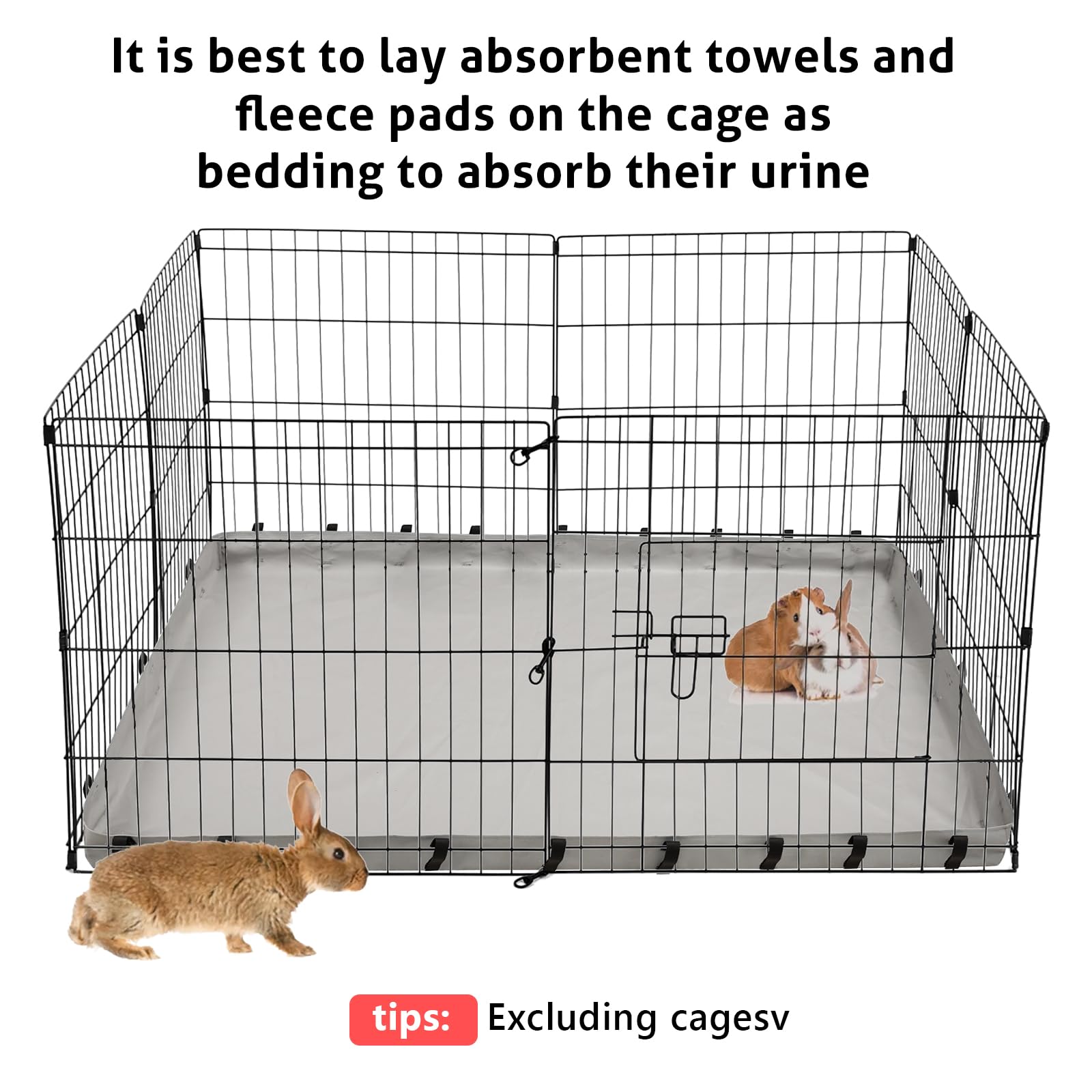 XITVVyg Guinea Pig Cage Liners,Washable Guinea Pig Bedding with Tarp Bottom for C&C Grids,Reusable Guinea Pig Mat,Waterproof Guinea Pig Pee Pads,Cage Liners for Guinea Pig,Bunny,Hamster,Rabbit - Image 3