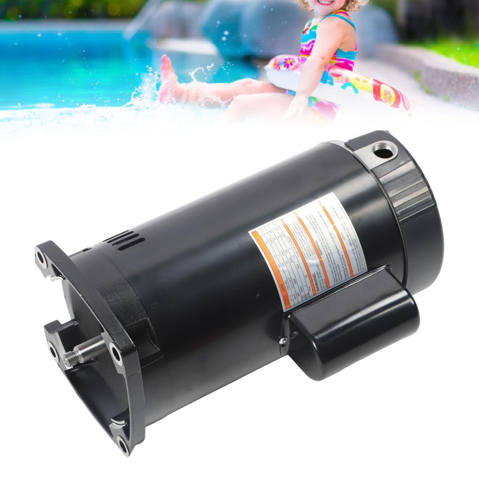 Chrees Motor de Bomba de Piscina Eficiente, Repuesto de 2 para Piscina, Brida Cuadrada, Protección para Ambientes Exteriores