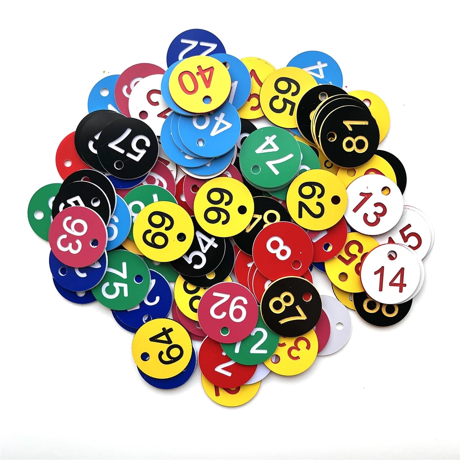 Plastikowe zawieszki z numerami, Etykiety z numerami ABS Opakowanie 100 sztuk 1-100 wielokolorowych znaczników roślin otworami(Light Yellow)