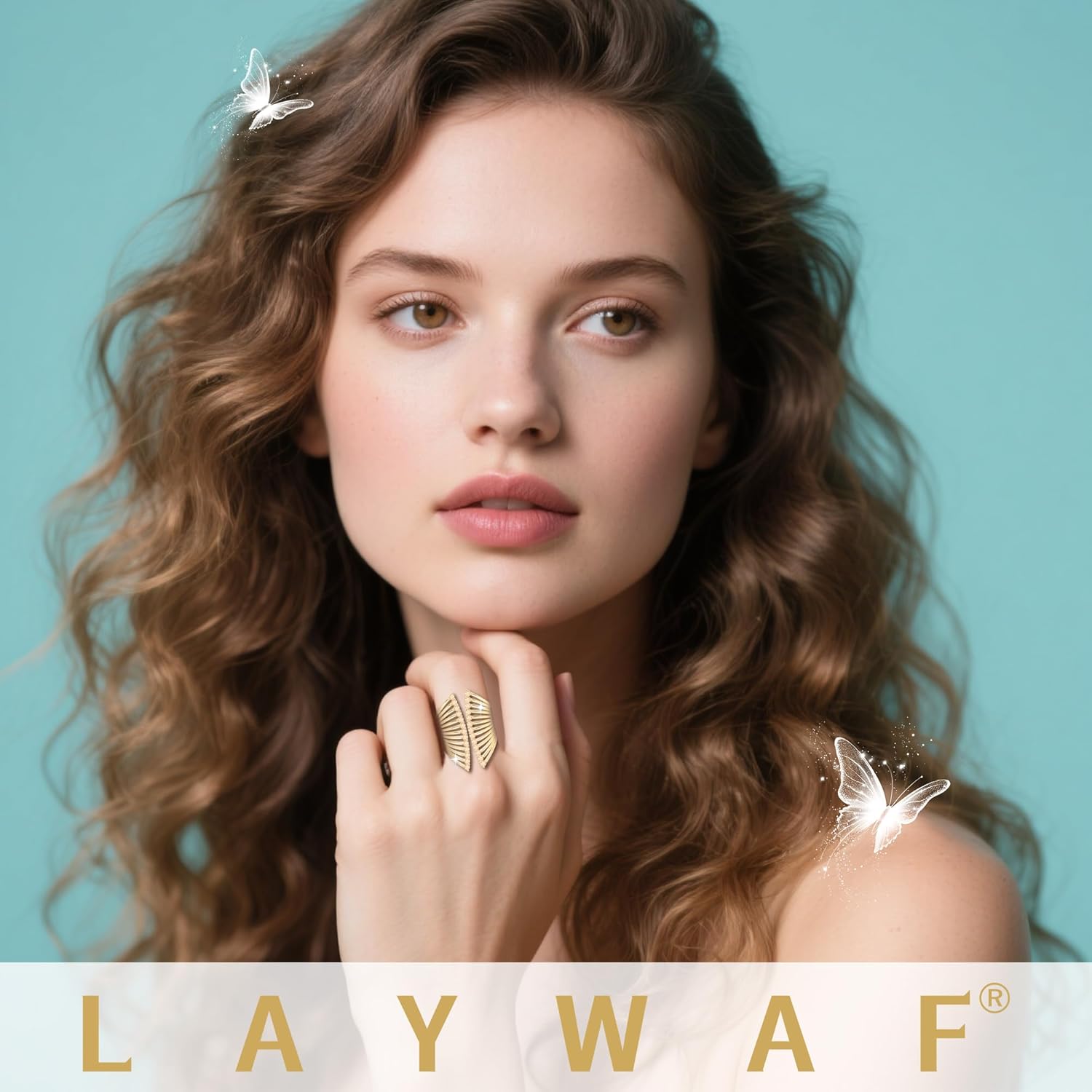 Rhinestone Butterfly Rings for Women, Cubic Zirconia Fake Diamond Adjustable Thumb Ring, Chunky Vintage Gemstone Rings, Available in Gold Plated and Silver Plated - Image 3