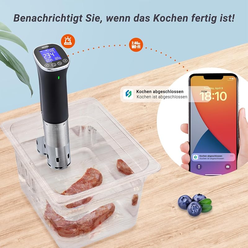 Inkbird ISV-300W WLAN Sous Vide Roner, Precíz Hőmérséklet-szabályozás, IPX7 Vízálló