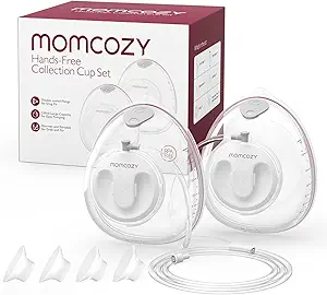 Momcozy Milk Collection Cups Hands-Free, Lightweight & Discreet Collection Cup Set with 19/21/24mm Flange Sizes, Compatible with Momcozy V1/V2 Breast Pump Electric, 2 Pack