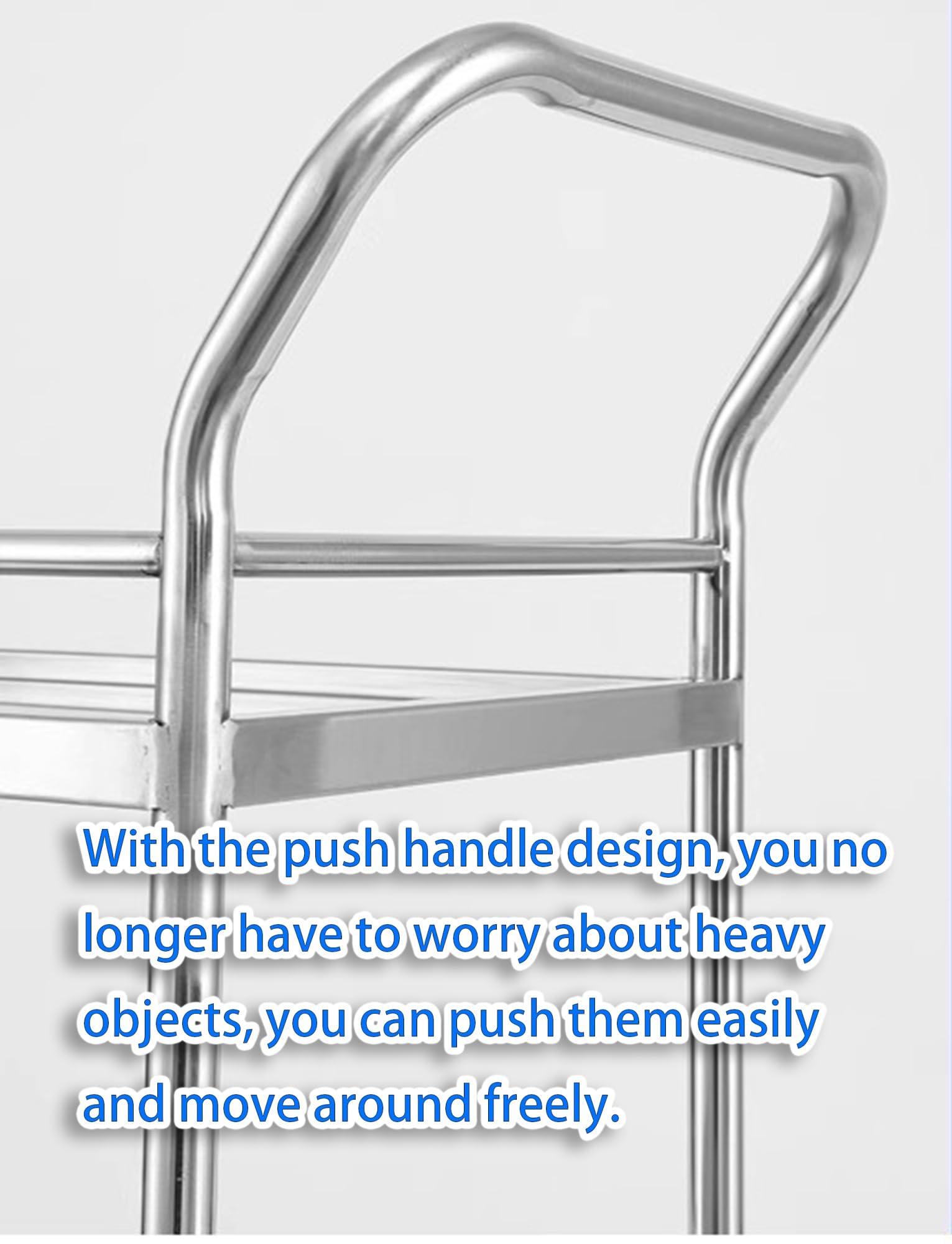 Carrito de mesa de trabajo de acero inoxidable, carrito de cocina de metal rodante de 2 niveles con ruedas de 360°, estantes de laboratorio comercial para restaurante, almacén, 45 x 45 x 85 cm