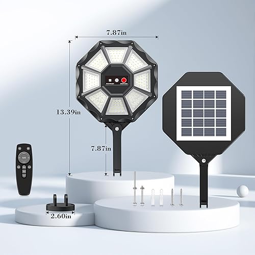 Miniatura 8 de Luces solares para exteriores - 6500K Luces solares de calle para exteriores, sensor de movimiento y luz de inundación del atardecer al amanecer,