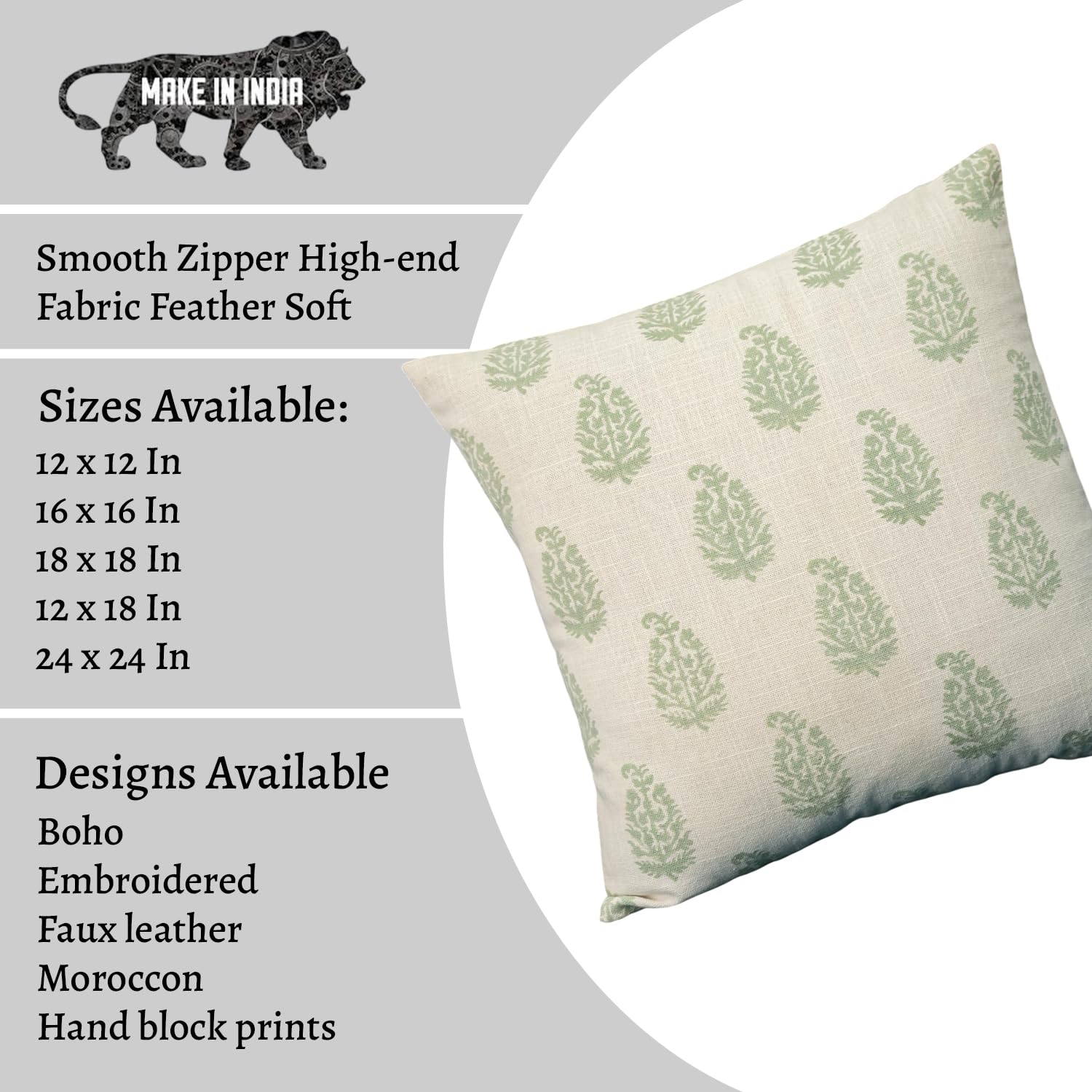 ABSTRACT INDIA Cotton Cushion Covers for Sofa & Bed Set of 1 2