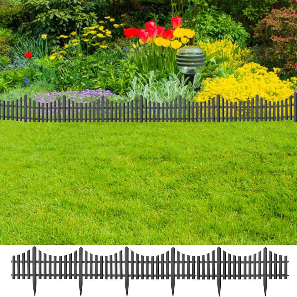 Lot de 17 bordures de pelouse anthracite - 10 m - En polypropylène - Pour jardin et parterre de fleurs - Résistant aux UV - Bordure de pelouse pour l'aménagement paysager - Bordure en plastique