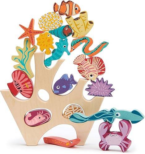 Tender Leaf Toys - Arrecife de coral apilado - Colorido juego de juguetes de arrecife de coral apilable de madera para mejorar las actividades de