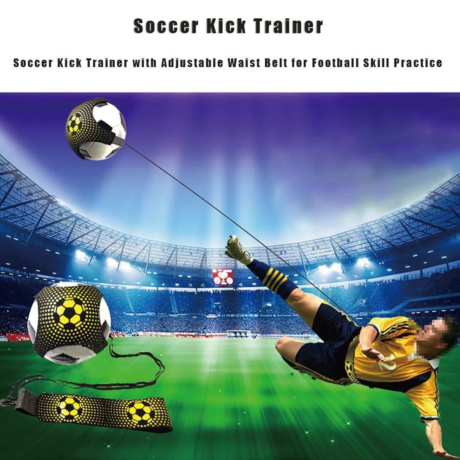 Calcio Kick Trainer Calcio Pallavolo Allenamento Allenamento Cintura Chiudere Solista Pratica Aiuto per Migliorare la Reazione Palla Controllo Vita Cintura Mani Libere Attrezzature di Allenamento per Adulti Bambino Calcio Miglioramento delle abilità