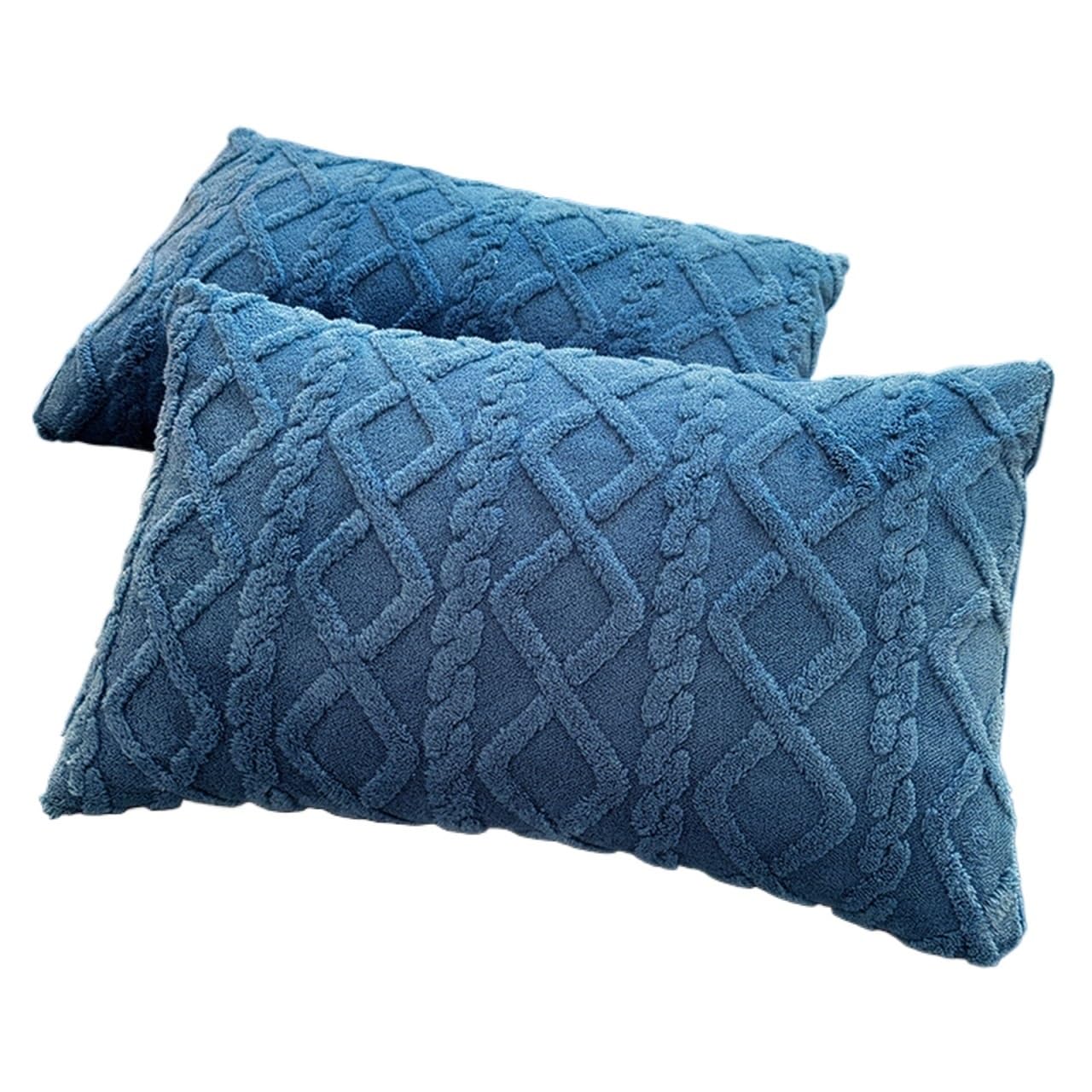 Housse de coussin en velours bleu pour créer un coin lecture chaleureux et cosy