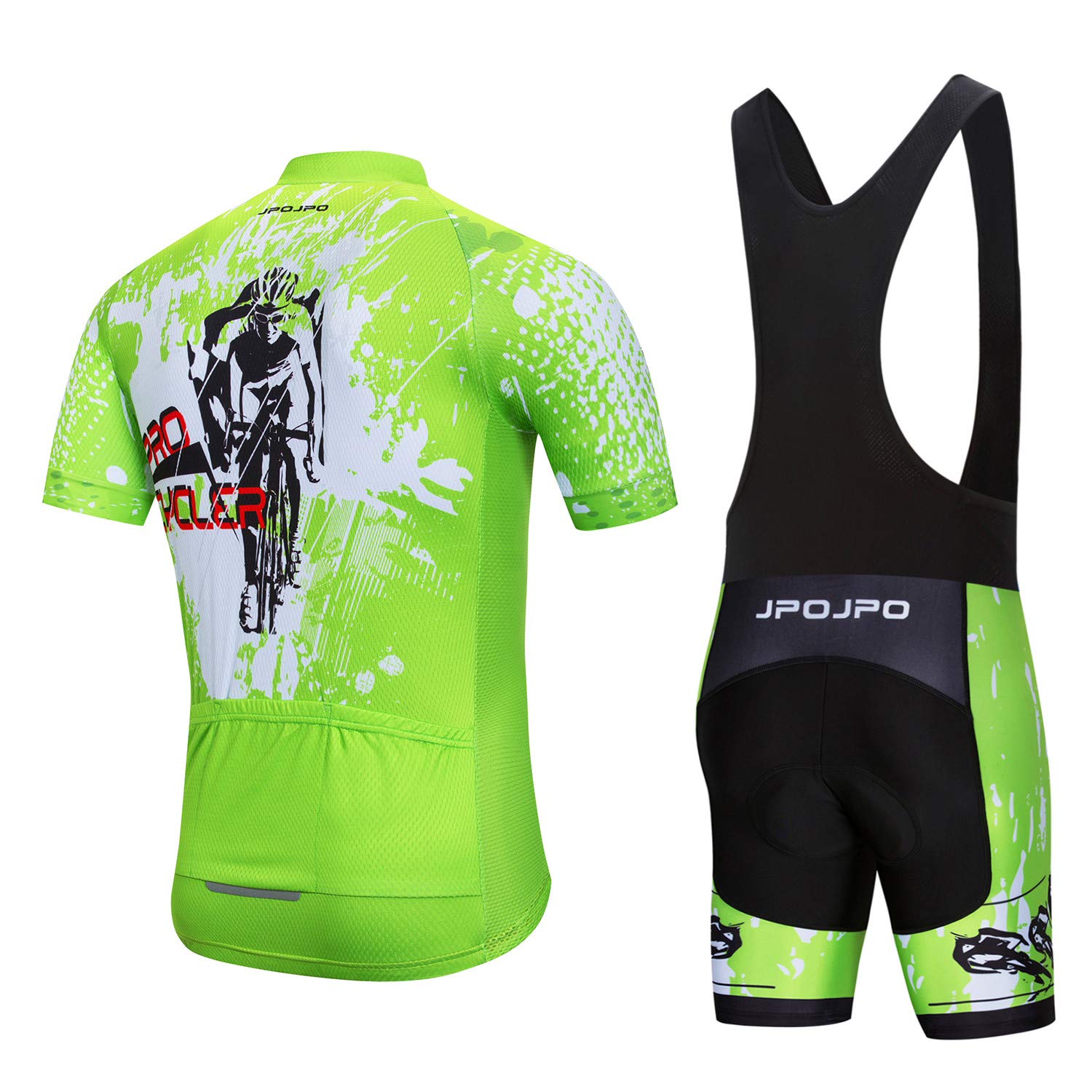 JPOJPO Herren Radtrikot Set Radtrikot Kurzarm + Männer Radhose mit 5D Sitzpolster MTB Fahrradbekleidung
