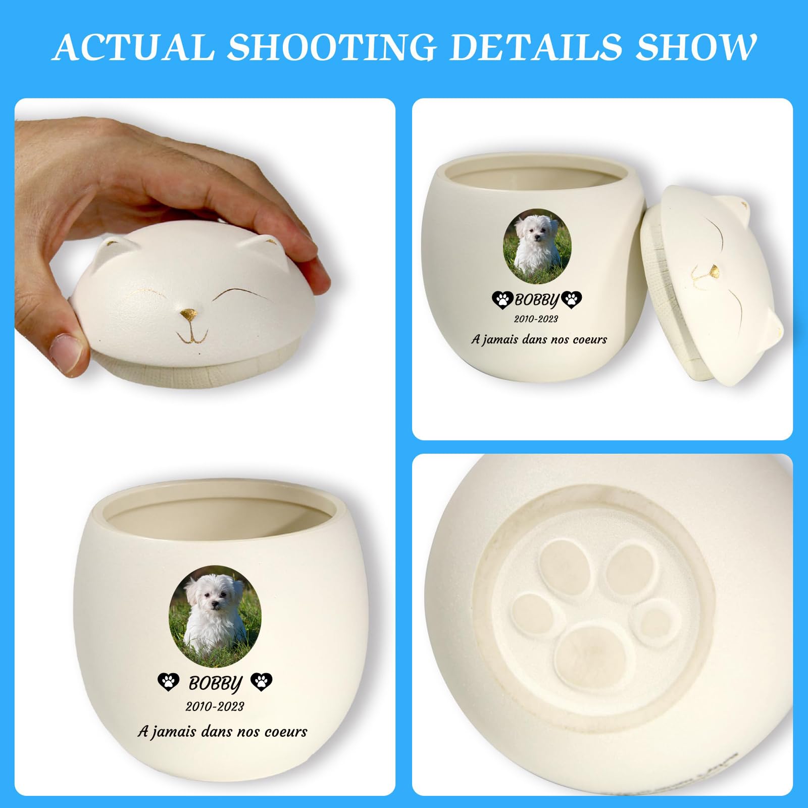 Urne per Cani per Ceneri Personalizzate - Urne per Cani Personalizzate - Urne in Ceramica per la cremazione di Animali Domestici Urne Commemorative per Cani,Rosa,Big