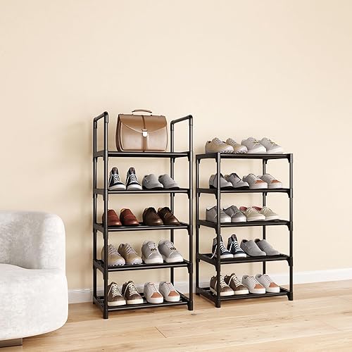 Miniatura 6 de Zapatero organizador alto de 10 niveles, 20-25 pares, estante de torre de zapatos, almacenamiento de zapatos de metal, almacenamiento de zapatos