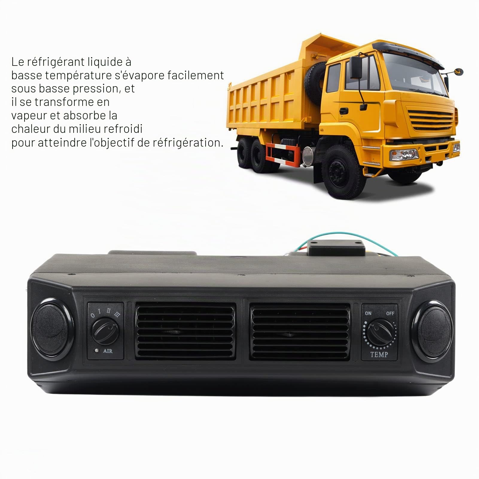 Évaporateur De Climatisation, Kit D'évaporateur De Climatisation Sous Le Tableau De Bord à 3 Vitesses 12v/24v Avec Sorties D'aération Pour Rv Camping-Cars Camions (12V)