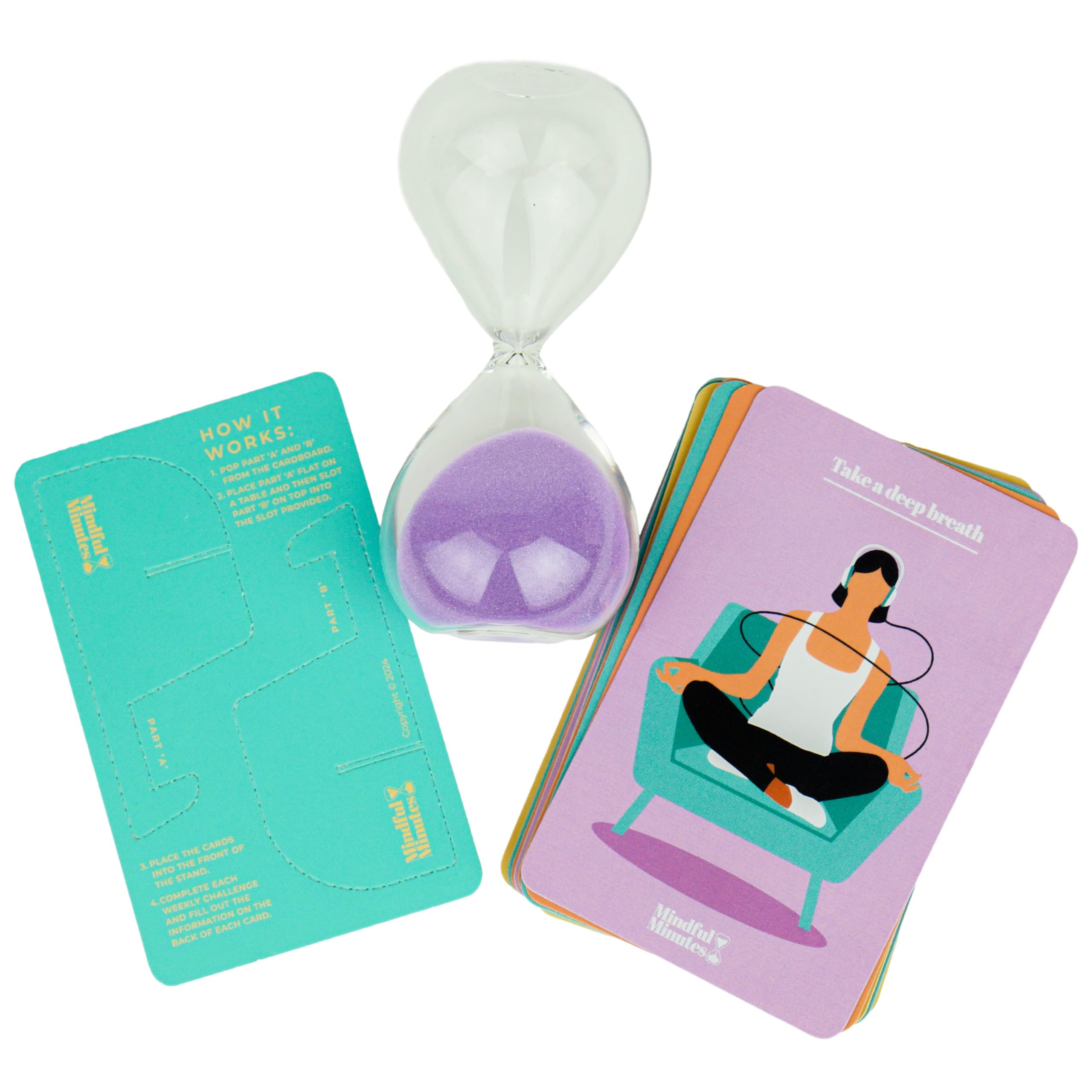 Gift Republic Mindful Minutes Meditation Cards and 5 Minute Sand Timer Calming Meditation Gift Mindfulness Self-Care Affirmation Anxiety Relief Gift - Image 2