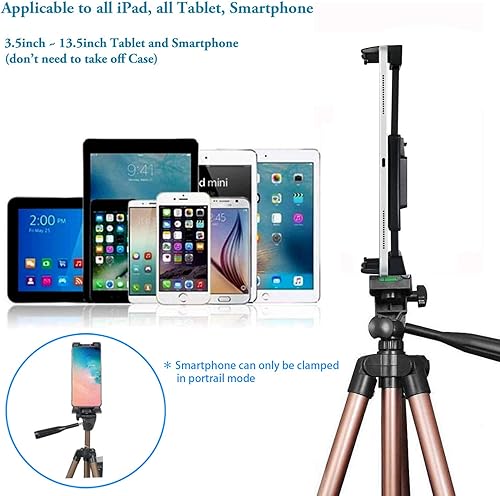 Miniatura 5 de Peastrex Trípode para iPad iPhone, 3 en 1, soporte para cámara de teléfono, soporte ligero de 54 pulgadas con control remoto para tableta de 3.5 a