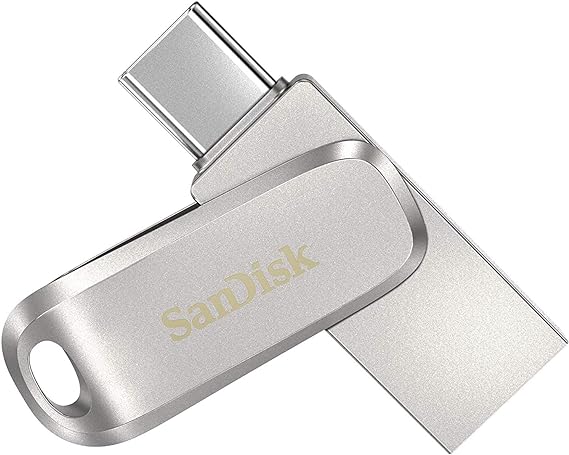 SanDisk Ultra Dual Drive Luxe USB Type-C Drive ذاكرة الهاتف الذكي 128 جيجابايت (ذاكرة الهاتف المحمول، USB 3.2 Gen 1، تصميم دوار، قراءة 400 ميجابايت/ثانية، محرك أقراص USB، نسخ احتياطي تلقائي)