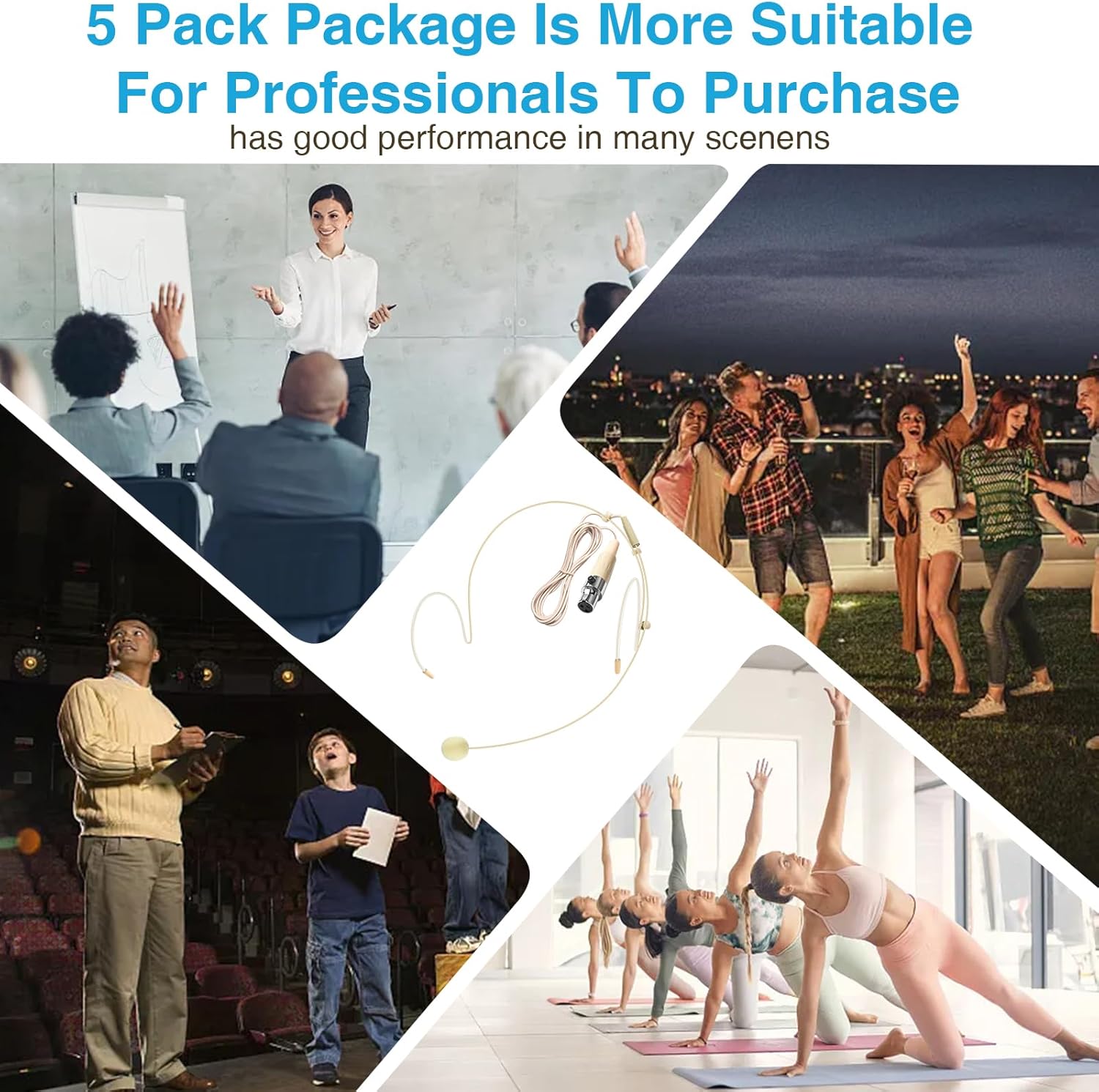 5 Pack Double Earset Headset Microphone Mini XLR Mic 3 Pin TA3F Plug Headworn Over Ear Hanging Condenser Mic in Ear Back Electric Microphone for AKG Samson,Windscreen - Image 7