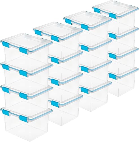 Miniatura 34 de Sterilite Paquete de 12 cajas de juntas, contenedores de almacenamiento resistentes a la intemperie con tapas de cierre, 20 cuartos de galón,