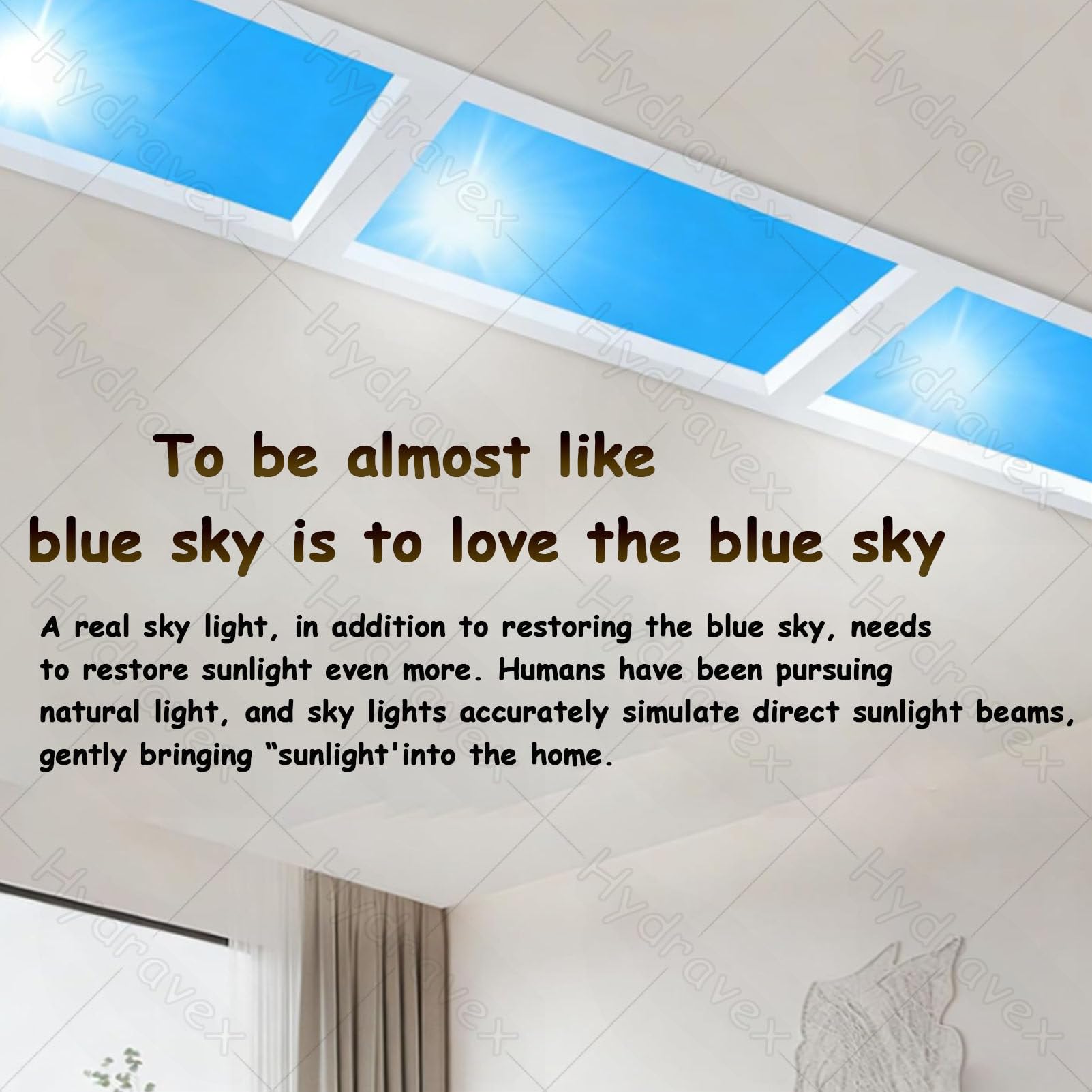 Panel świetlny LED Blue Sky, sztuczne świetliki do pomieszczeń bez okien | Ściemnialne, dekoracyjne oprawy oświetleniowe z pilotem, panel dający wrażenie światła słonecznego Sky-30 * 60Integrated