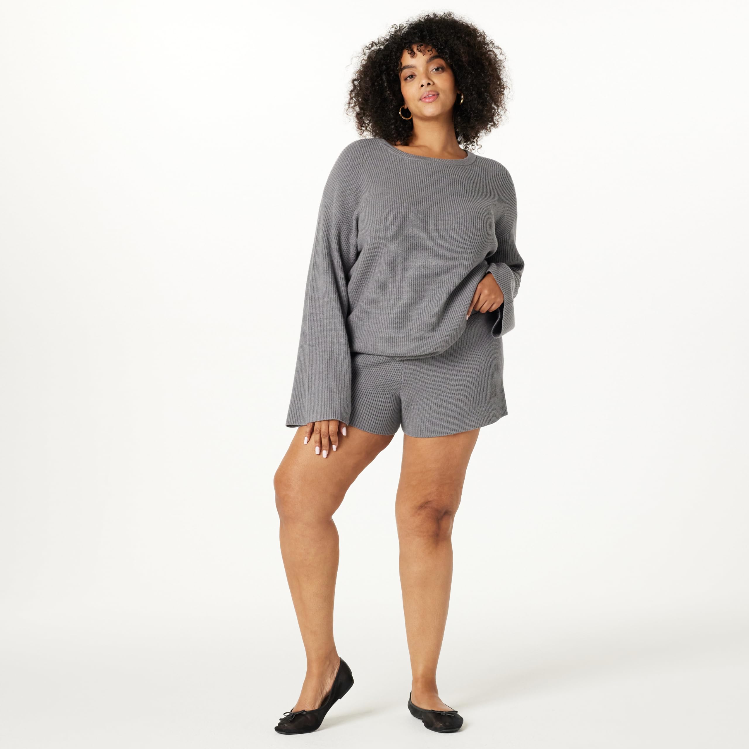 The Drop Women's Faith Pull-on Ribbed Sweater Short
