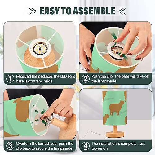 Miniatura 4 de Capybara - Lámparas de mesa auxiliar con patrón para dormitorio, lámpara de luz nocturna, luces LED para mesa, 5.12 x 9.7 pulgadas