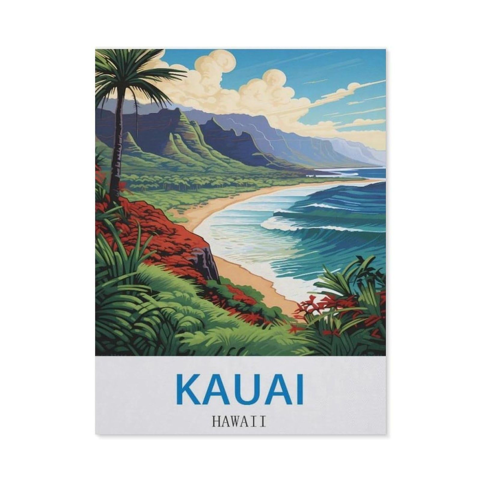 BEAYODKP Kauai Hawaii，Diamond Art Kits for Adults and Kids, Full Drill Round Rhinestone Paint with Diamonds（40 x 50 cm/15.74 x 19.68 inches）-CL15