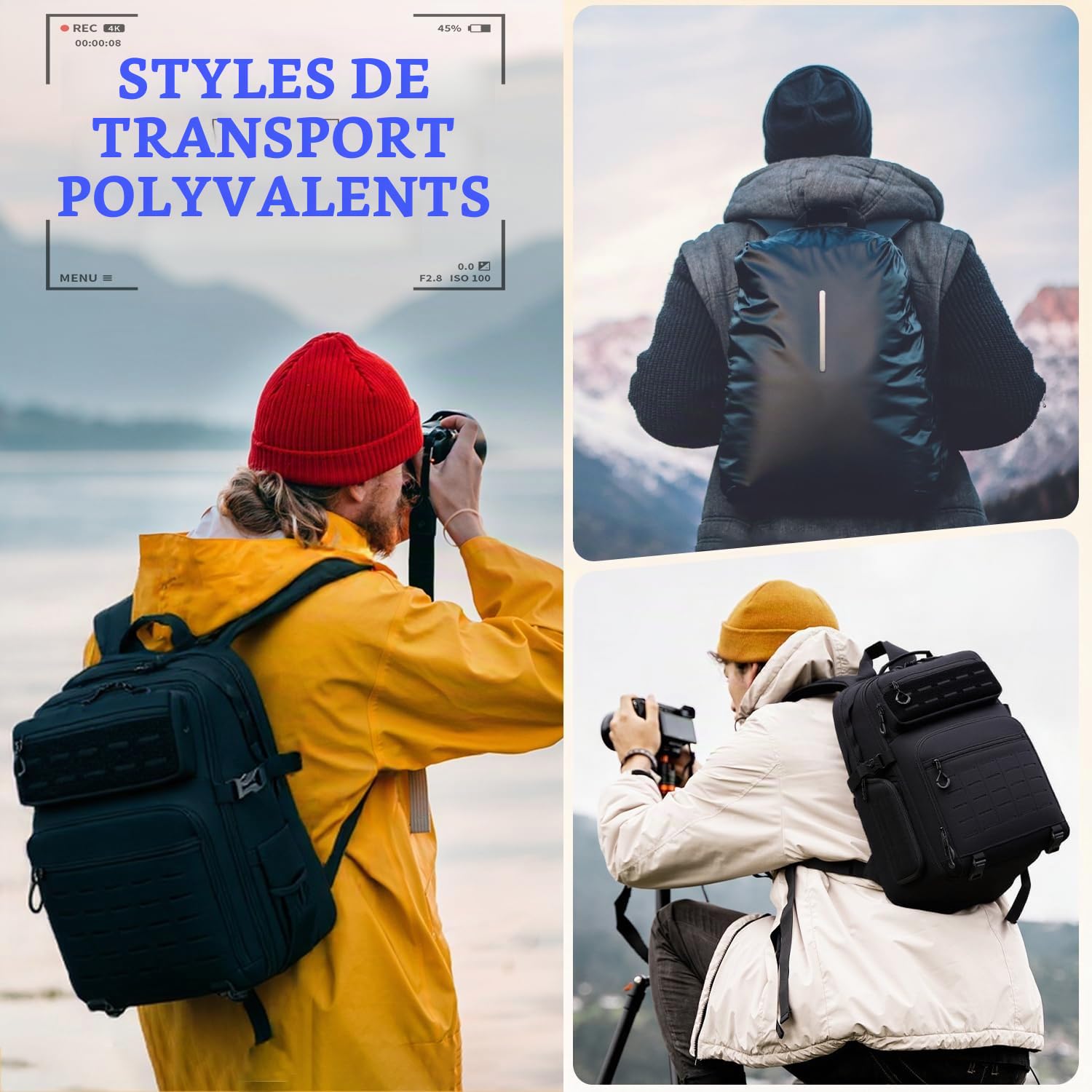 Sac à dos étanche pour appareil photo reflex numérique Canon Nikon Sony drone, objectif, ordinateur portable - Avec housse de pluie