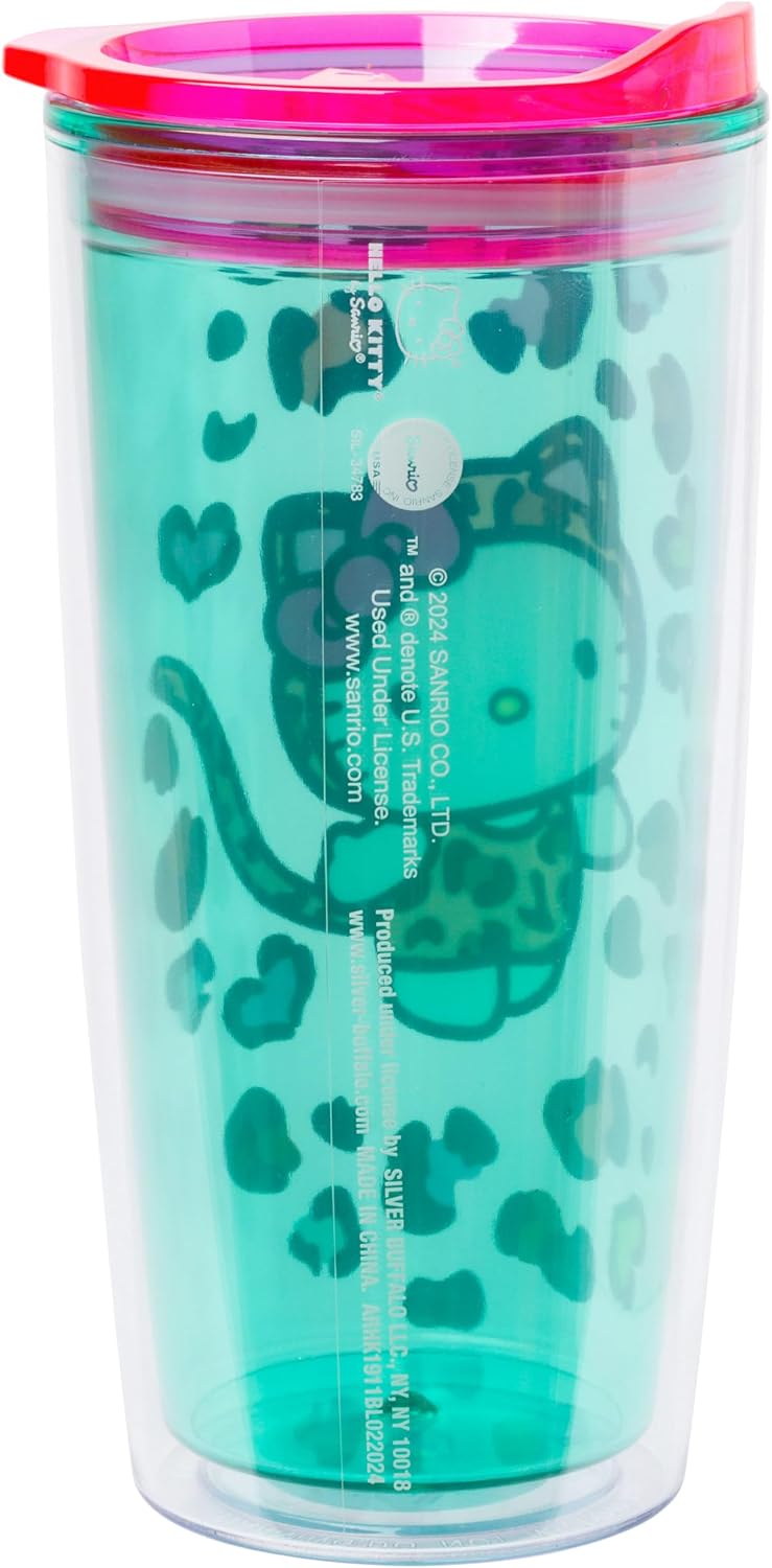 Silver Buffalo Sanrio Hello Kitty Wild, Tumbler with Slide Close Lid, 20oz image 2