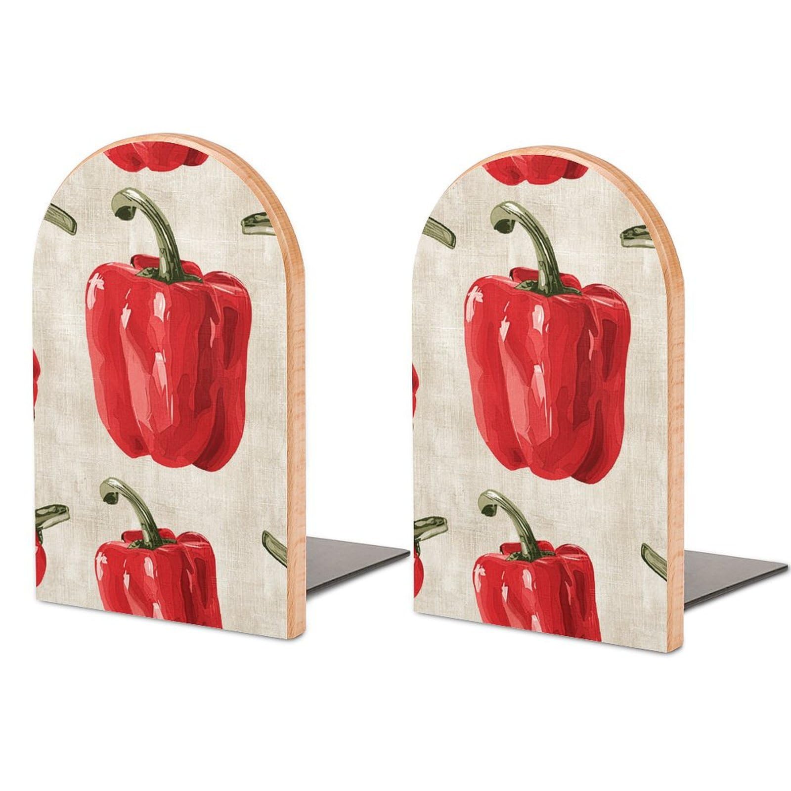 Serre-livres en bois poivron rouge pour organiser vos livres de cuisine