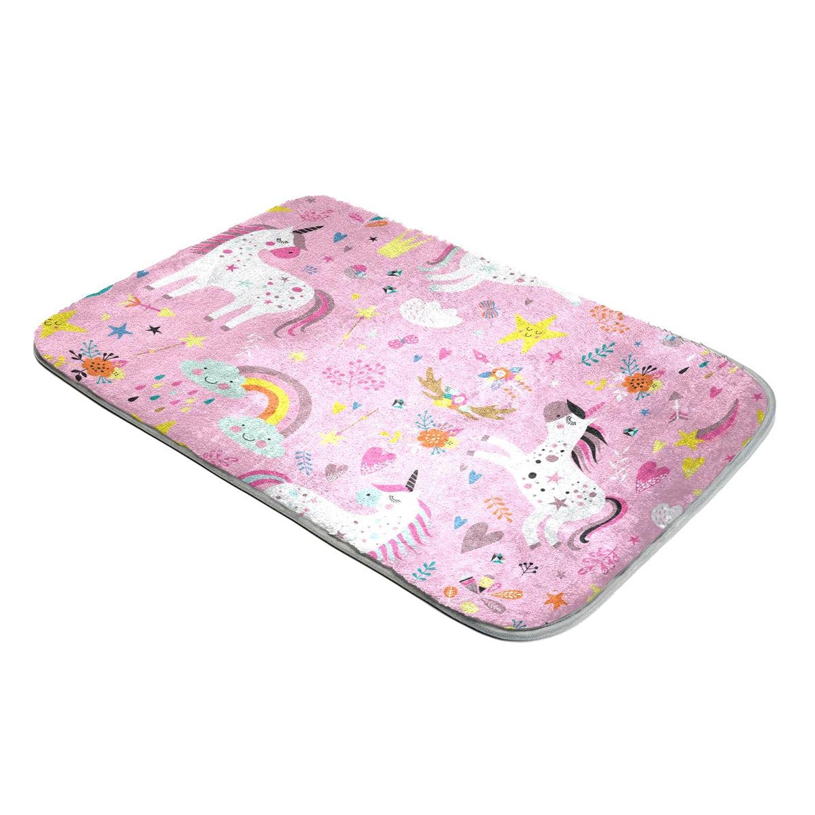 Tapis licorne arc-en-ciel rose doux grand format fausse fourrure chambre